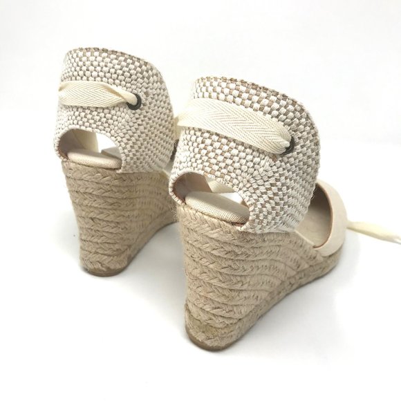 SOLUDOS Cream Linen Wedge Lace Up Espadrille - Picture 12 of 12